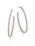 Roberto Coin Diamond & 18k White Gold Inside-outside Hoop Earrings/1.4