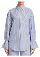 Emporio Armani Pin Striped Bell-sleeve Cotton Shirt