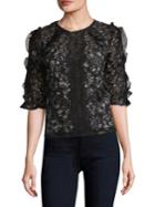 Rebecca Taylor Floral-embroidered Silk Top