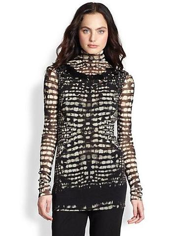 Fuzzi Croc-print Turtleneck Top