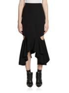 Givenchy Ruffled Cutout Midi Skirt