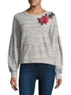 Splendid Rose Embroidered Sweatshirt