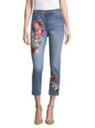 Ao.la By Alice + Olivia Embroidered High-rise Slim-fit Jeans