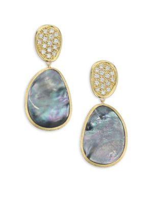 Marco Bicego Diamond Lunaria Double Drop Earrings With Black Mother-of-pearl