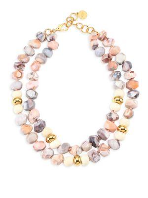 Nest Natural Pink Botswana Agate And Bone Necklace