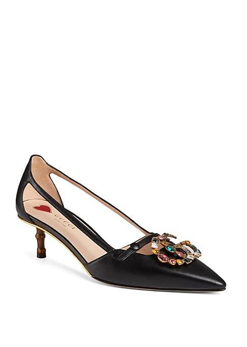 Gucci Leather Pumps With Crystal Double G