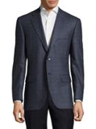 Canali Plaid Buttoned Wool Jacket