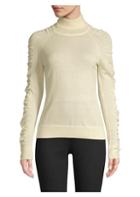 Milly Wool Shirred-sleeve Sweater