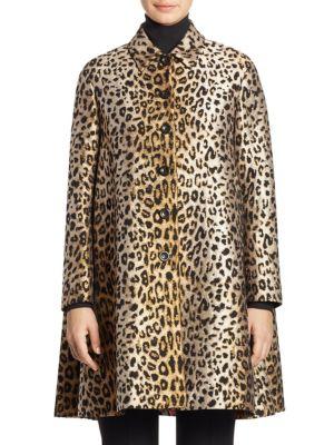 Sara Battaglia Leopard Jacquard Button-up Coat
