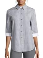 Lafayette 148 New York Paget Dotted Stretch-cotton Blouse