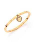 Michael Kors Heritage Logo Heart Charm Bangle Bracelet/goldtone