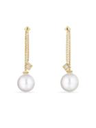 David Yurman Solari Drop Earrings In 18k Gold With Diamonds And South Sea White Pearl