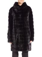 The Fur Salon Hooded Mink Fur Velvet Coat