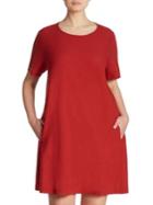 Eileen Fisher, Plus Size Short Sleeve Silk Shift Dress