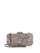 Saks Fifth Avenue Collection Long Rectangular Multicolor Crystal Clutch