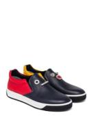 Fendi Faces Leather Slip-on Sneakers