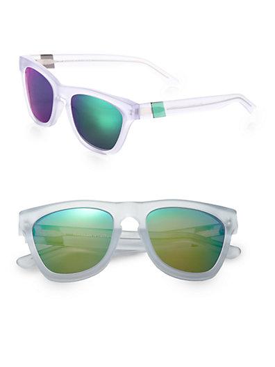 Westward Leaning Color Revolutions Acetate Square Sunglasses/white & Neon Green