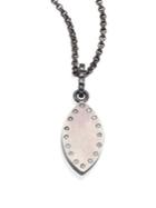 Rene Escobar Small Diamond & Sterling Silver Leaf Pendant Necklace