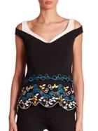 Peter Pilotto Embroidered Off-the-shoulder Top