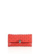 Alexander Mcqueen Skull Studded Leather Continental Flap Wallet