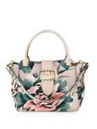 Burberry Medium Floral-print Leather Buckle Tote