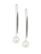 Yoko London Diamond & 18k White Gold 13-14mm Pearl Drop Front-to-back Earrings