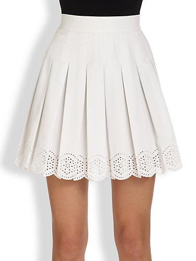 Alexander Mcqueen Pleated Eyelet Mini Skirt