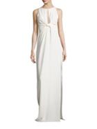 Halston Heritage Twisted Front Crepe Gown