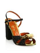 Charlotte Olympia Sequin-embellished Raffia Sandals