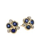 Temple St. Clair Classic Color Sapphire, Diamond & 18k Yellow Gold Trio Earrings