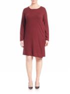 Eileen Fisher, Plus Size Jewelneck Long-sleeve Dress