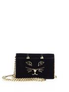 Charlotte Olympia Feline Suede Chain Shoulder Bag