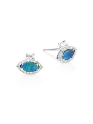 Meira T Diamond & Marquise Opal Stud Earrings