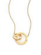 Michael Kors Heritage Logo Pave Double-ring Pendant Necklace/goldtone