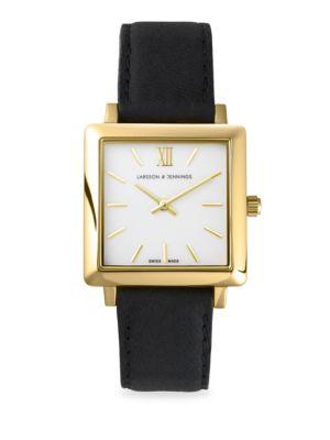 Larsson & Jennings Norse 34mm Gold & Leather Watch