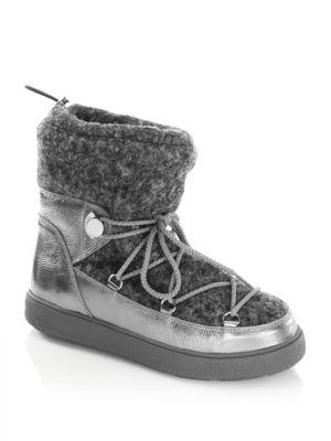 Moncler Ynnaf Lace Front Leather Sneaker Booties