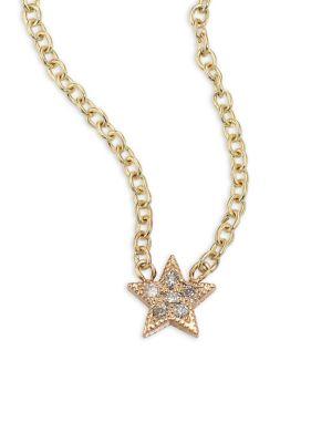 Zoe Chicco White Diamond & 14k Yellow Gold Star Necklace