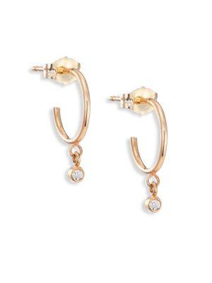 Zoe Chicco Tiny Diamond & 14k Yellow Gold Hoop Earrings/0.3