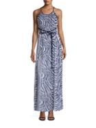 Michael Michael Kors Plains Zebra-print Pleated Maxi Dress