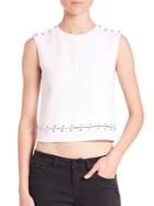 The Kooples Embellished Crepe Cropped Top