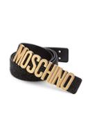 Moschino Glitter Leather Logo Belt