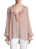 Roberto Cavalli Long Sleeve Ruffle Blouse