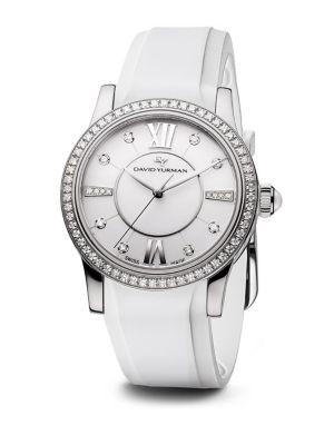 David Yurman Classic 34mm Rubber Swiss Quartz Watch With Diamonds