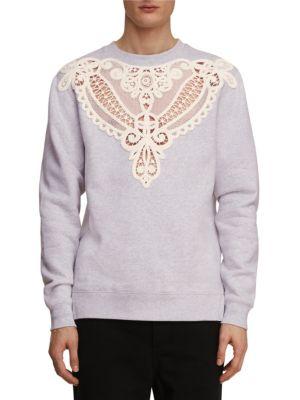 Burberry Brushed-back Lace Cutout Jersey Sweatshirt