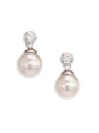 Majorica 6mm White Round Pearl & Crystal Stud Earrings