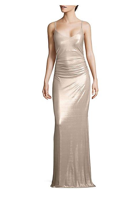 Laundry By Shelli Segal Metallic Ruched Gown