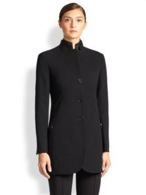 Akris Architecture Collection Parker Leather-collar Jacket