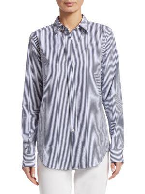 Theory Essential Stretch Cotton Striped Button-down