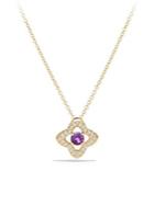 David Yurman Venetian Amethyst & Diamond Pave Quatrefoil Pendant Necklace