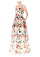 Carolina Herrera Silk Gazar Floral Sleeveless Gown